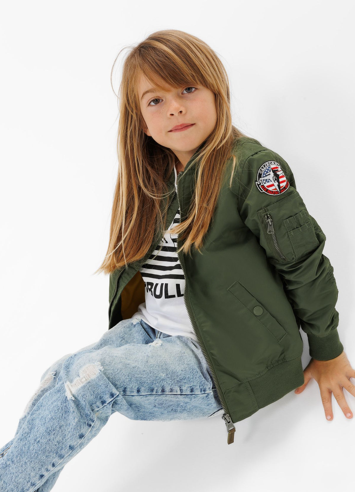 Kinder Übergangsjacke MA-1 Junior - Olivgrün