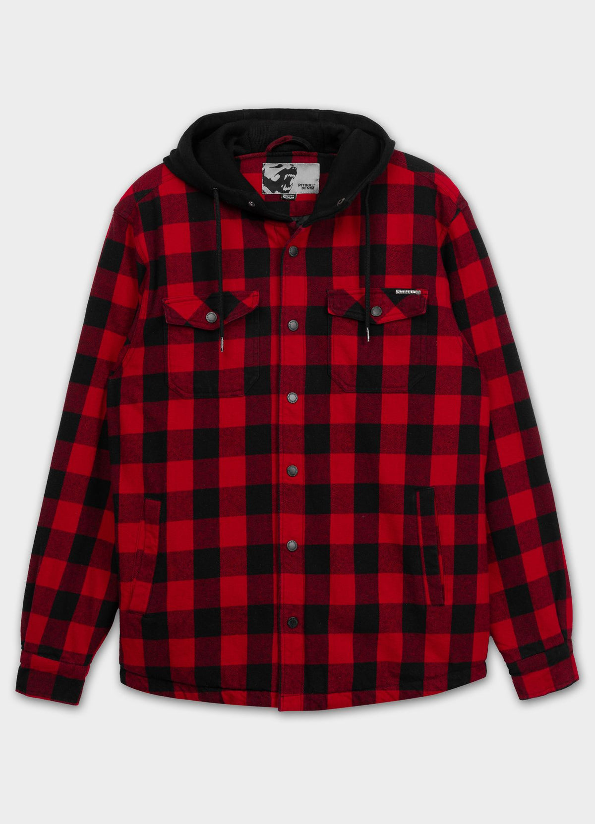 Flanelljacke mit Kapuze Pioneer - Schwarz/Rot