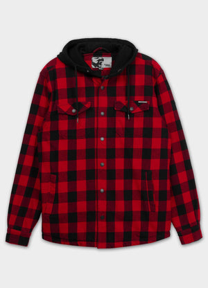 Flanelljacke mit Kapuze Pioneer - Schwarz/Rot