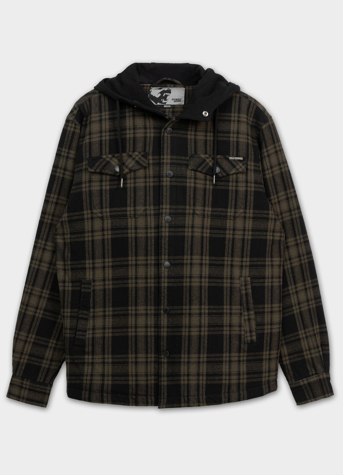 Flanelljacke mit Kapuze Pioneer - Schwarz/Olivgrün