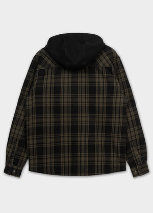 Flanelljacke mit Kapuze Pioneer - Schwarz/Olivgrün