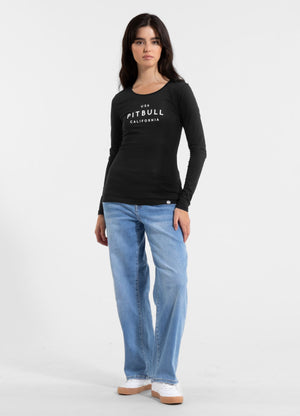 Damen Langarmshirt Slim Fit USA CAL - Schwarz