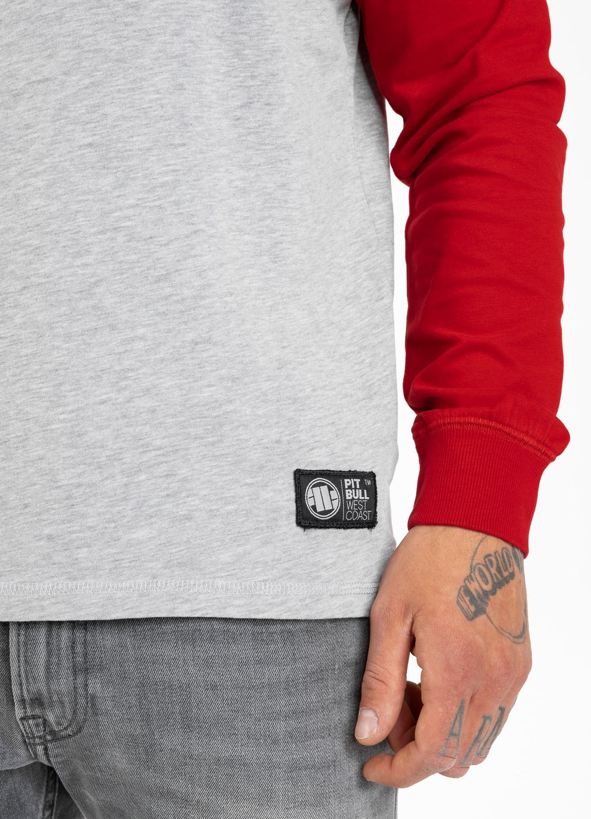 Longsleeve Heavyweight SMALL LOGO Grau/Rot