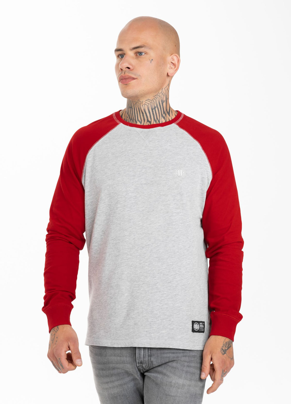 Longsleeve Heavyweight SMALL LOGO Grau/Rot