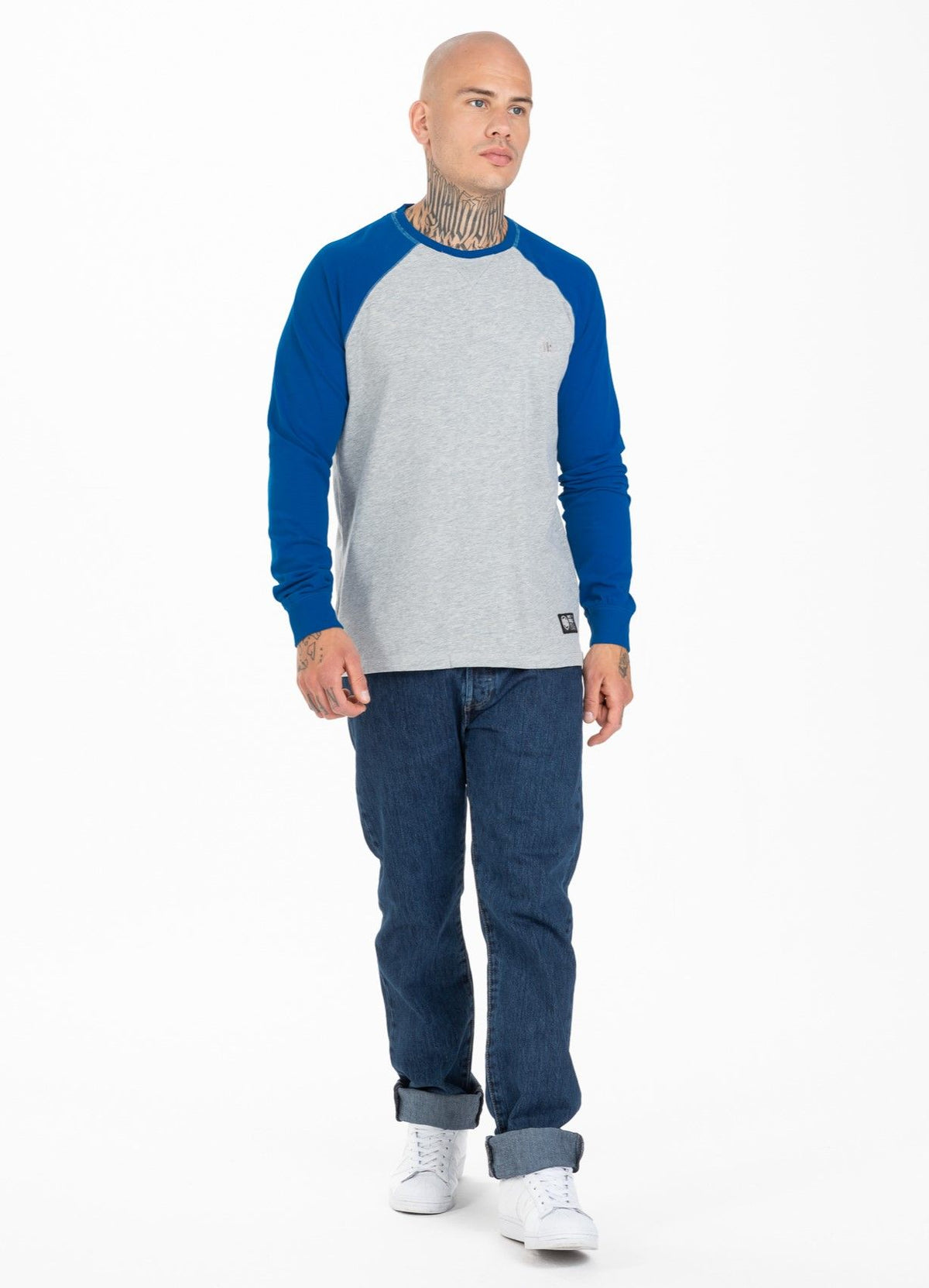 Langarmshirt Garment Washed Raglan Kleines Logo