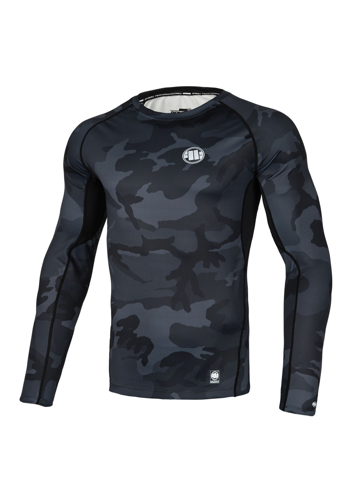 Longsleeve Rashguard Performance Pro plus All Black Camo Small Logo - Pitbull.eu