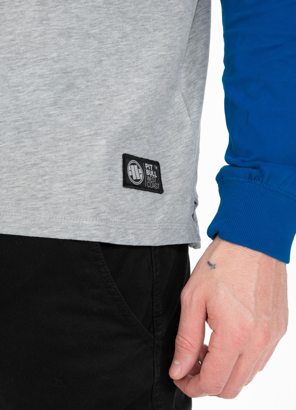 Kapuzen-Longsleeve Heavyweight CALIFORNIA Grey/Royal Blue