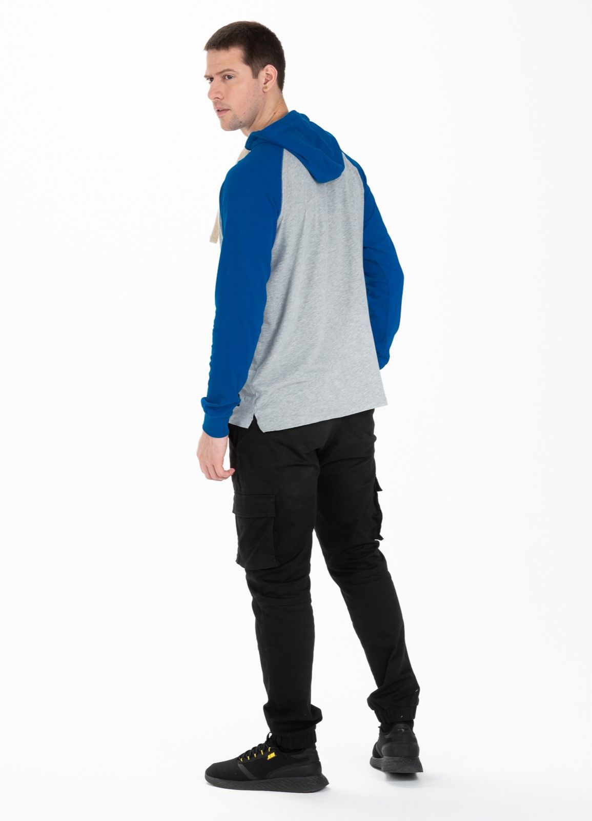 Kapuzen-Longsleeve Heavyweight CALIFORNIA Grey/Royal Blue