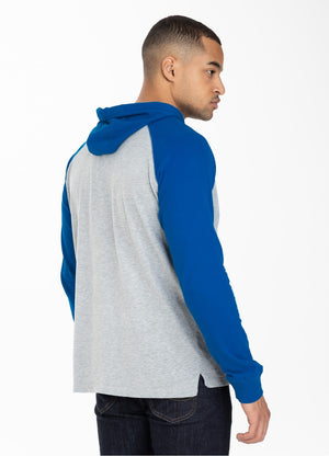 Langarmshirt mit Kapuze, Garment Washed Raglan, kleines Logo