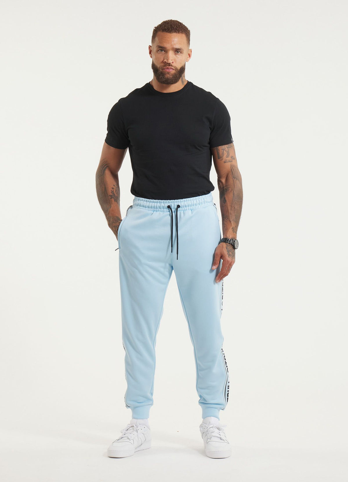 Men's Sweatpants Oldschool Tape Logo - Light blue