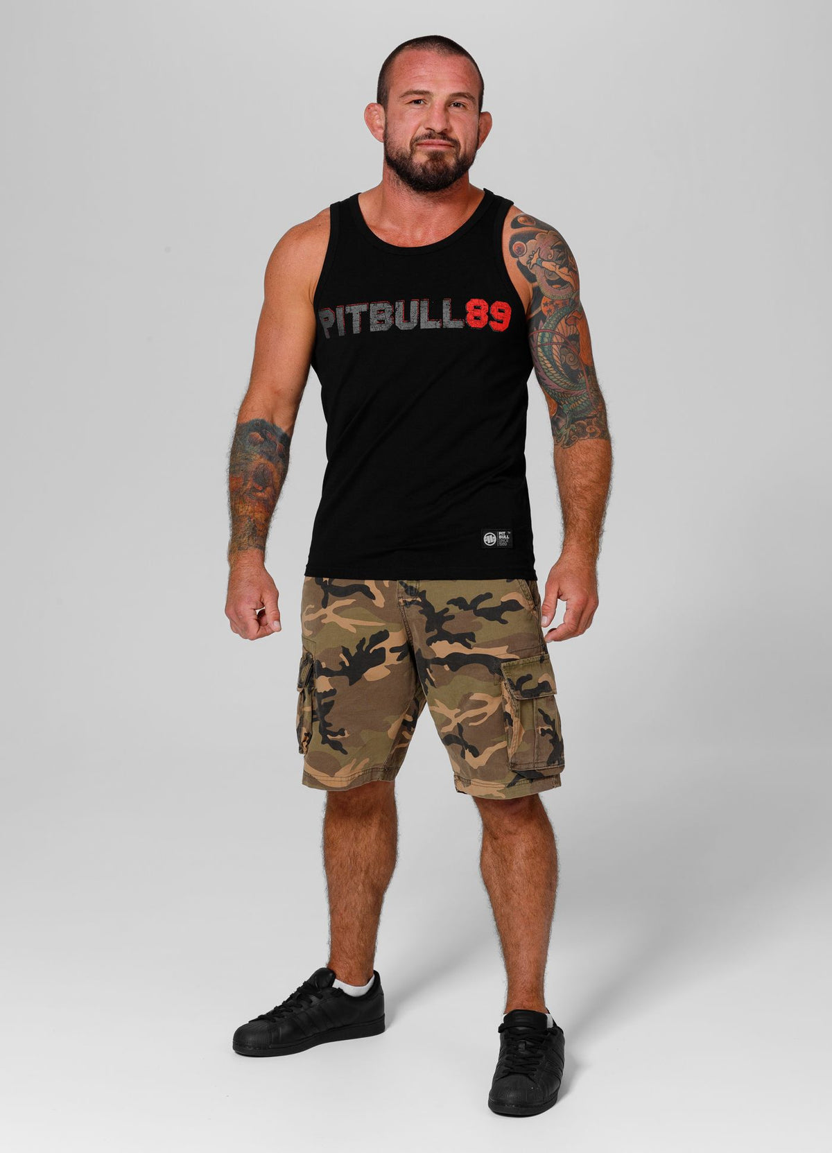 Herren Tank Top Slim Fit Dog 89 - Schwarz