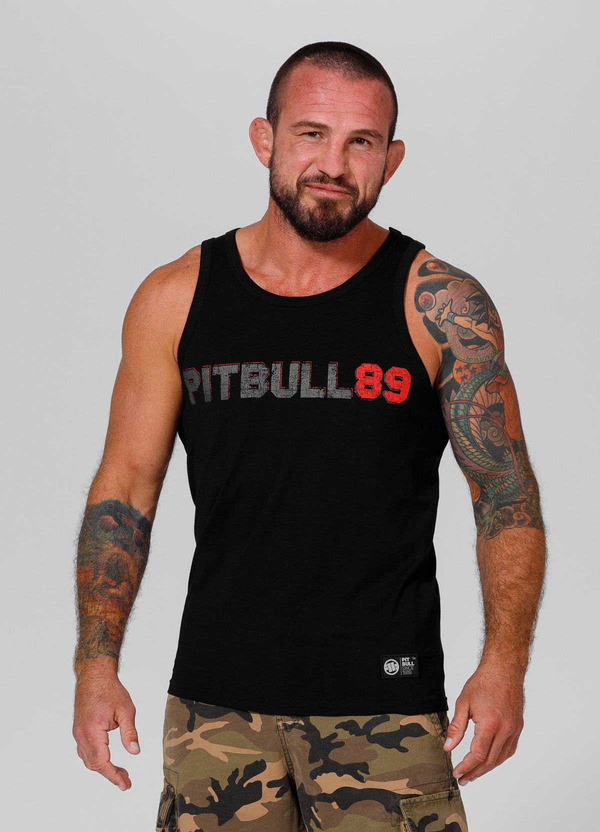 Herren Tank Top Slim Fit Dog 89 - Schwarz
