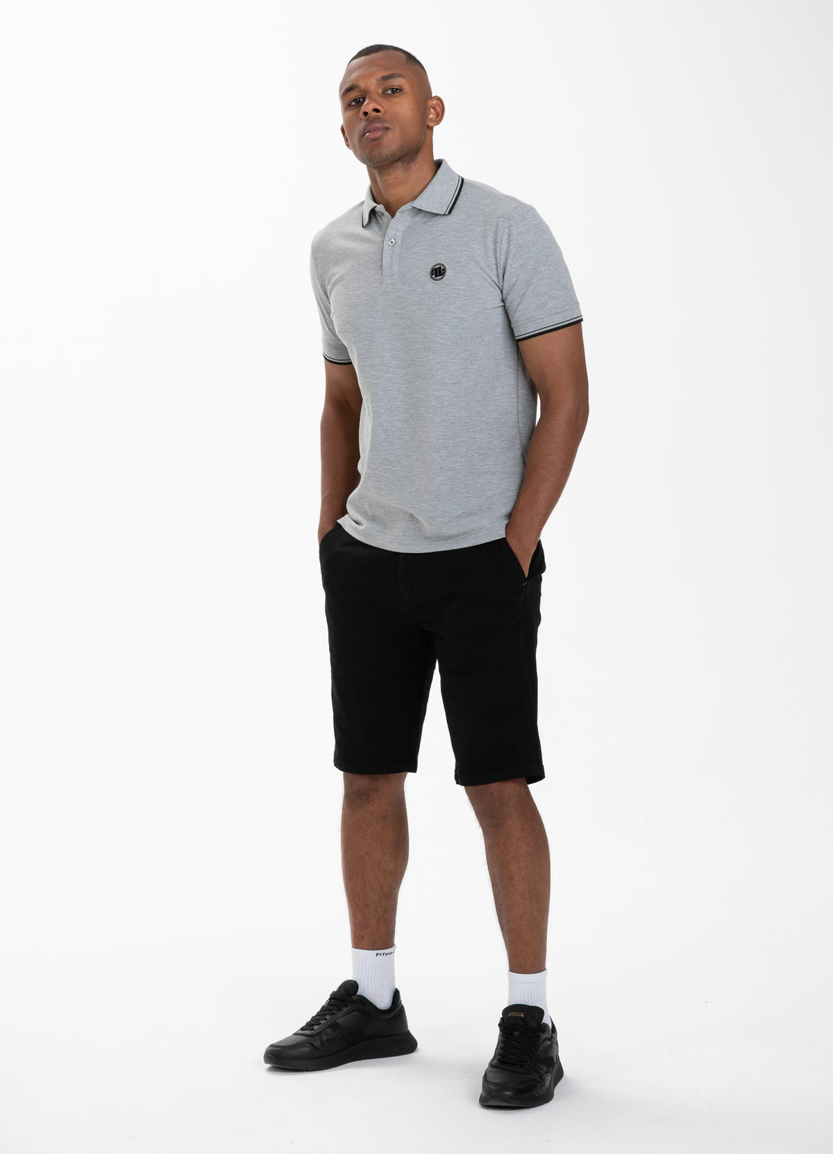 T-shirt POLO REGULAR STRIPES Grey Melange - Pitbull West Coast International Store 