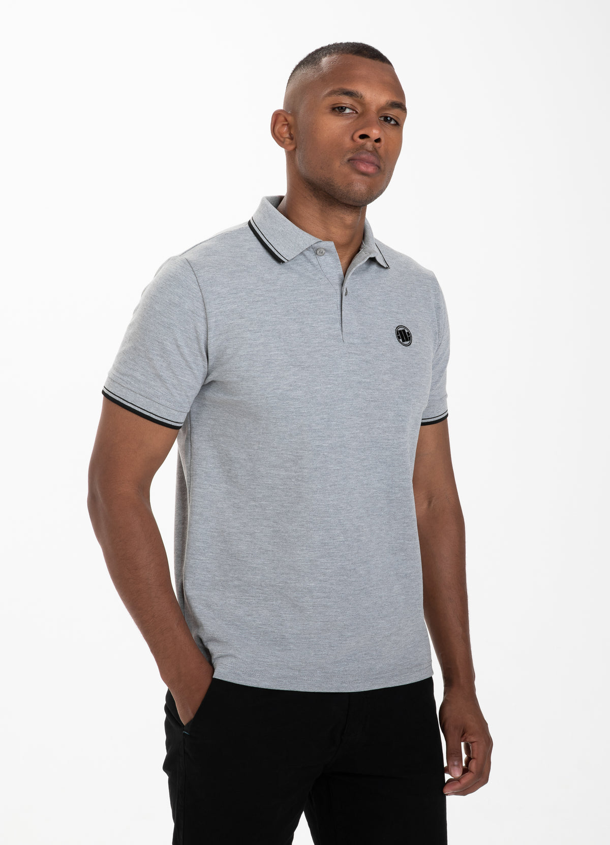 T-shirt POLO REGULAR STRIPES Grey Melange - Pitbull West Coast International Store 