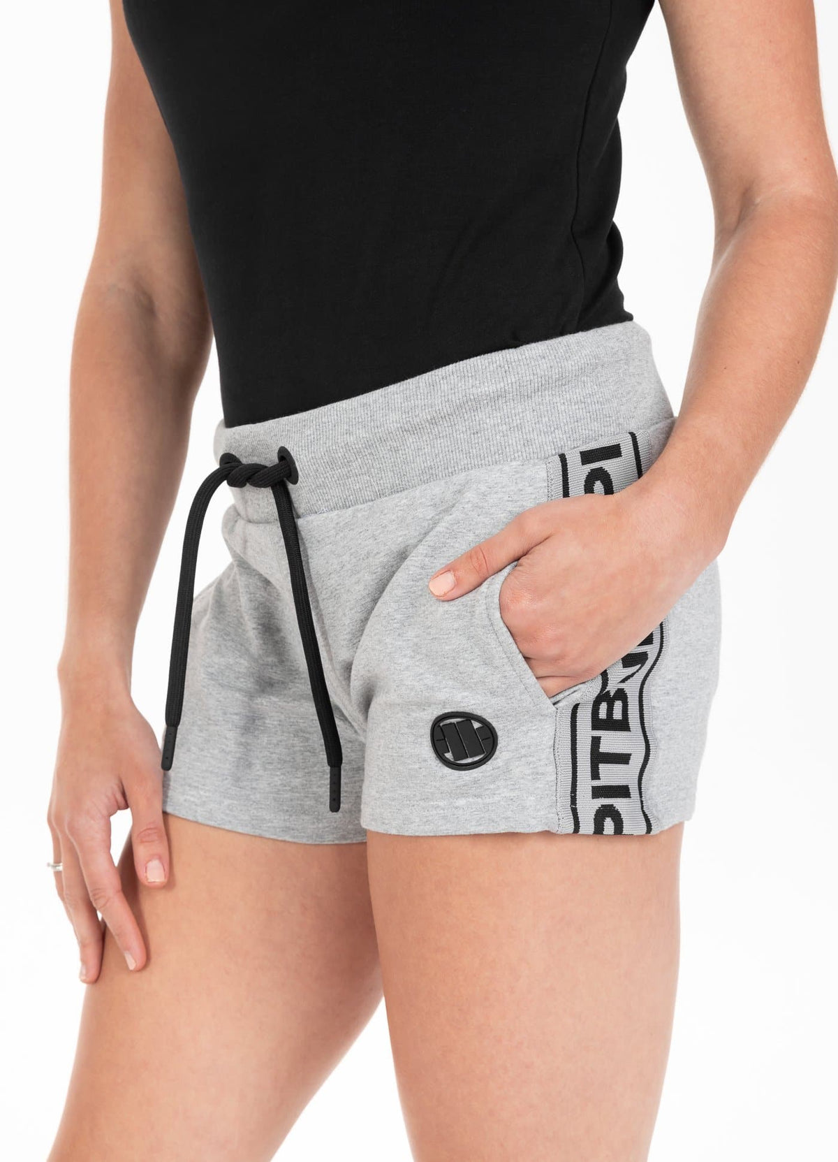 Women&#39;s shorts SMALL LOGO FRENCH TERRY 21 Grey - Pitbull West Coast International Store 