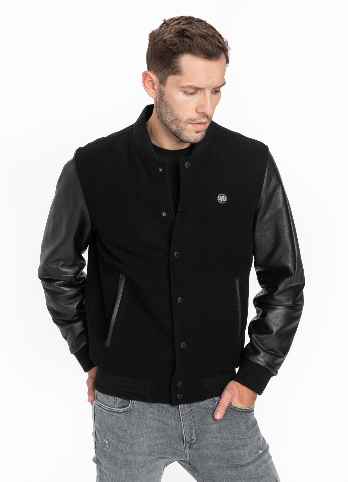 Jacket SMALL LOGO MELTON Black - Pitbull West Coast International Store 