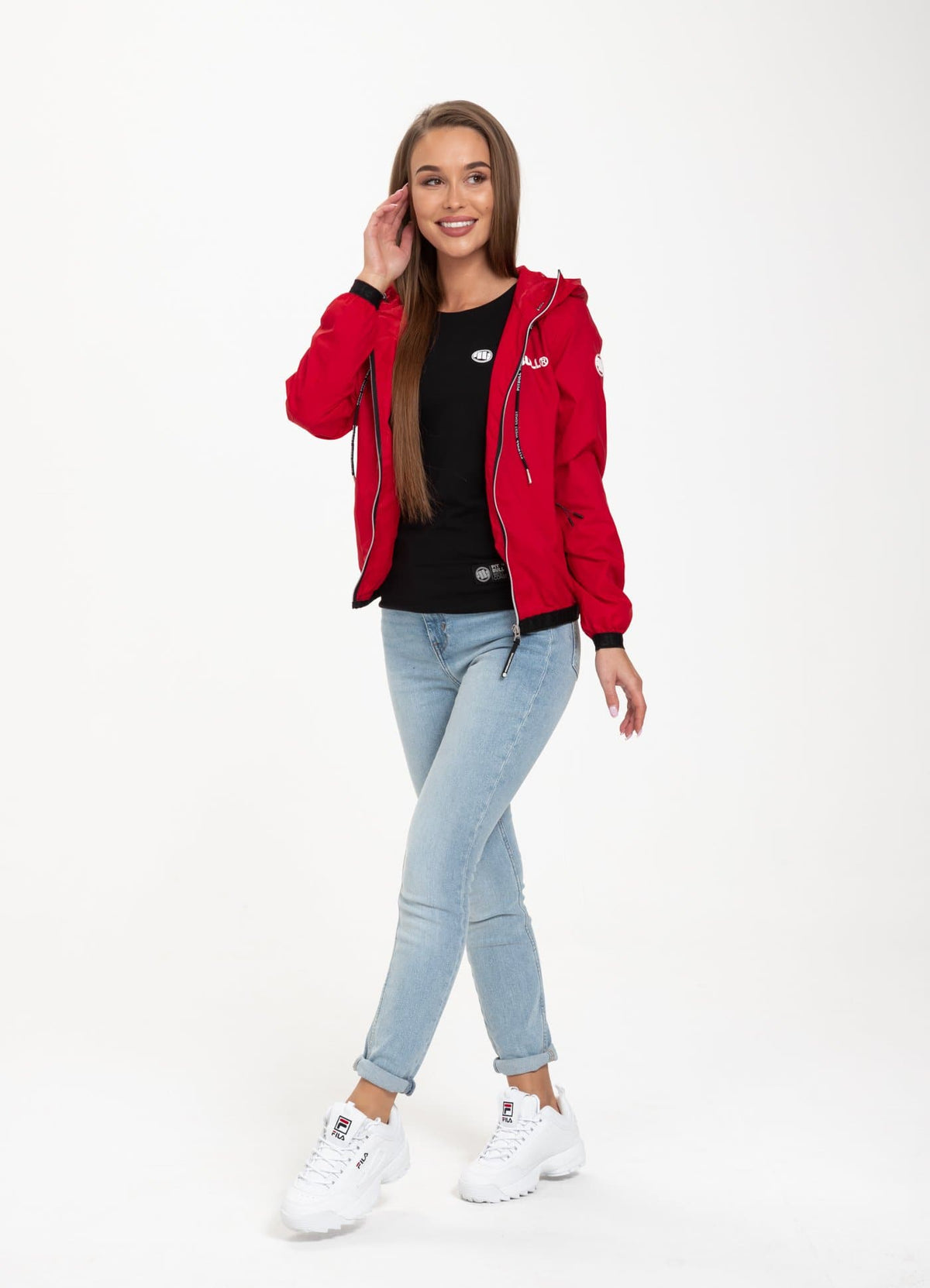 Women Hooded Nylon Jacket DAHLIA Red - Pitbull West Coast International Store 